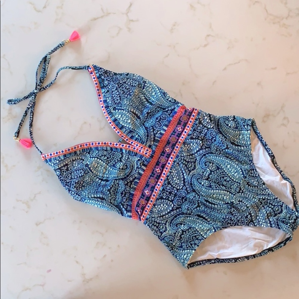 Nanette Lepore Indigo Plunge Bathing Suit